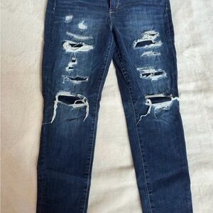 American Eagle Outfitters Dark Blue Distressed Skinny Jeans